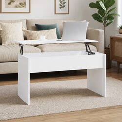 Stylish White Lift Top Coffee Table with Storage