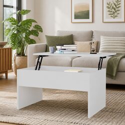 White Lift Top Coffee Table with Hidden Storage