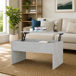 Grey Lift-Top Coffee Table with Hidden Storage