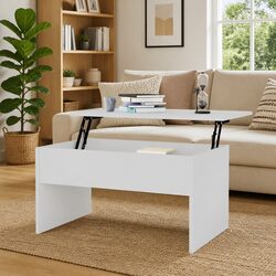 Modern White Lift-Top Coffee Table with Storage