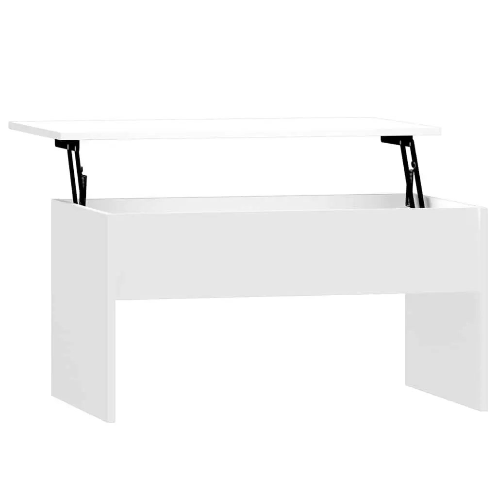 Lift-Top Coffee Table Modern White Engineered Wood 80x50.5x41.5cm with Hidden Storage Compartment for Living Room