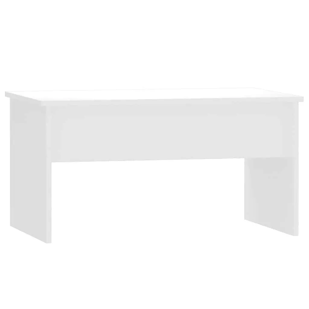 Lift-Top Coffee Table Modern White Engineered Wood 80x50.5x41.5cm with Hidden Storage Compartment for Living Room