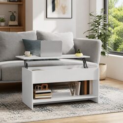 White Lift Top Coffee Table with Storage Compartment