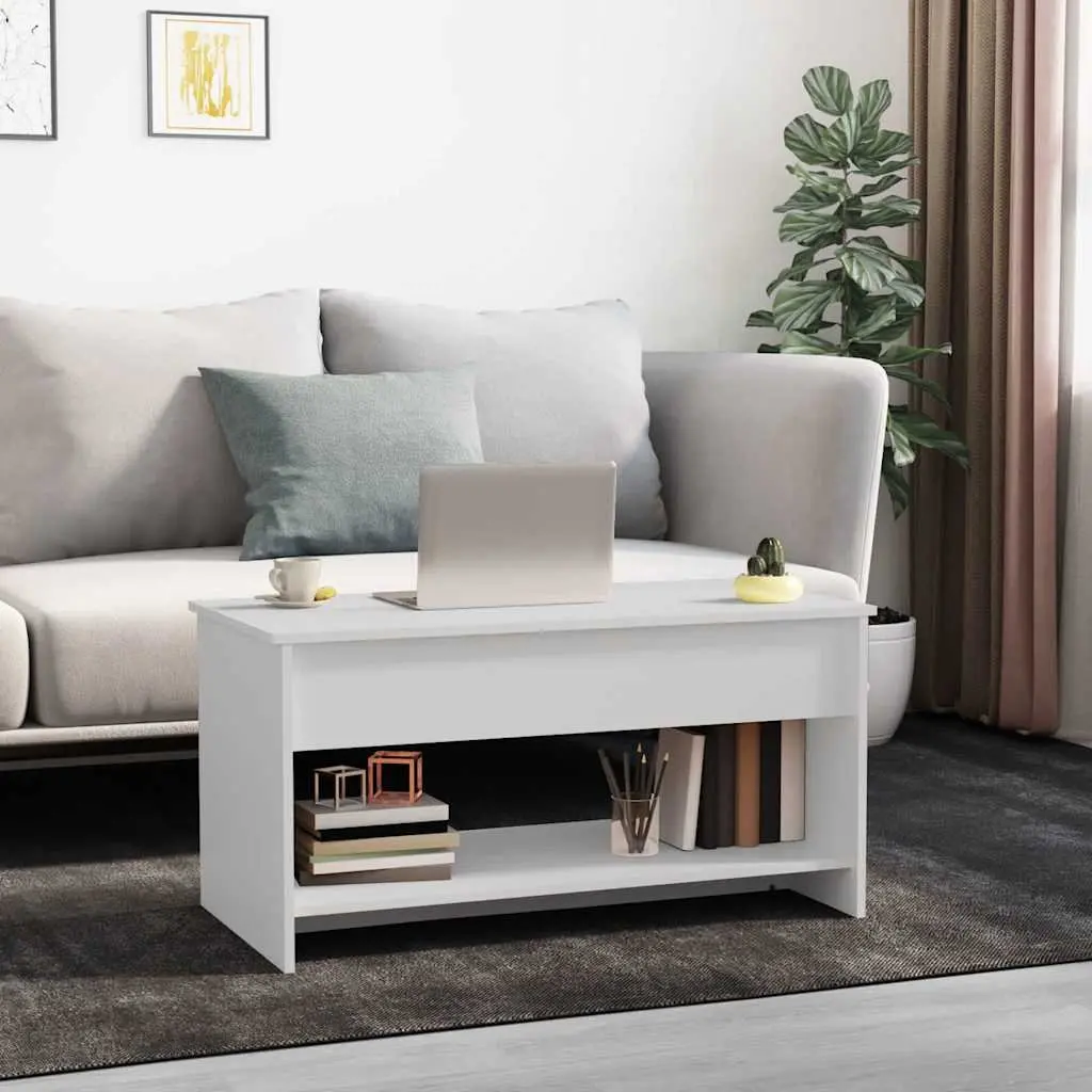 White Lift Top Coffee Table with Storage Compartment
