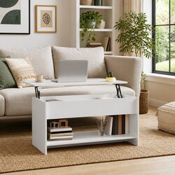 Modern White High Gloss Lift Top Coffee Table