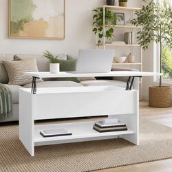 White Accent Coffee Table with Hidden Storage