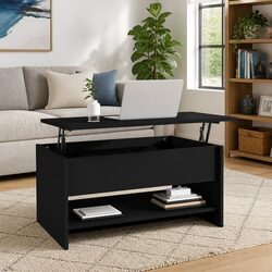 Modern Black Coffee Table with Lift Top and Storage