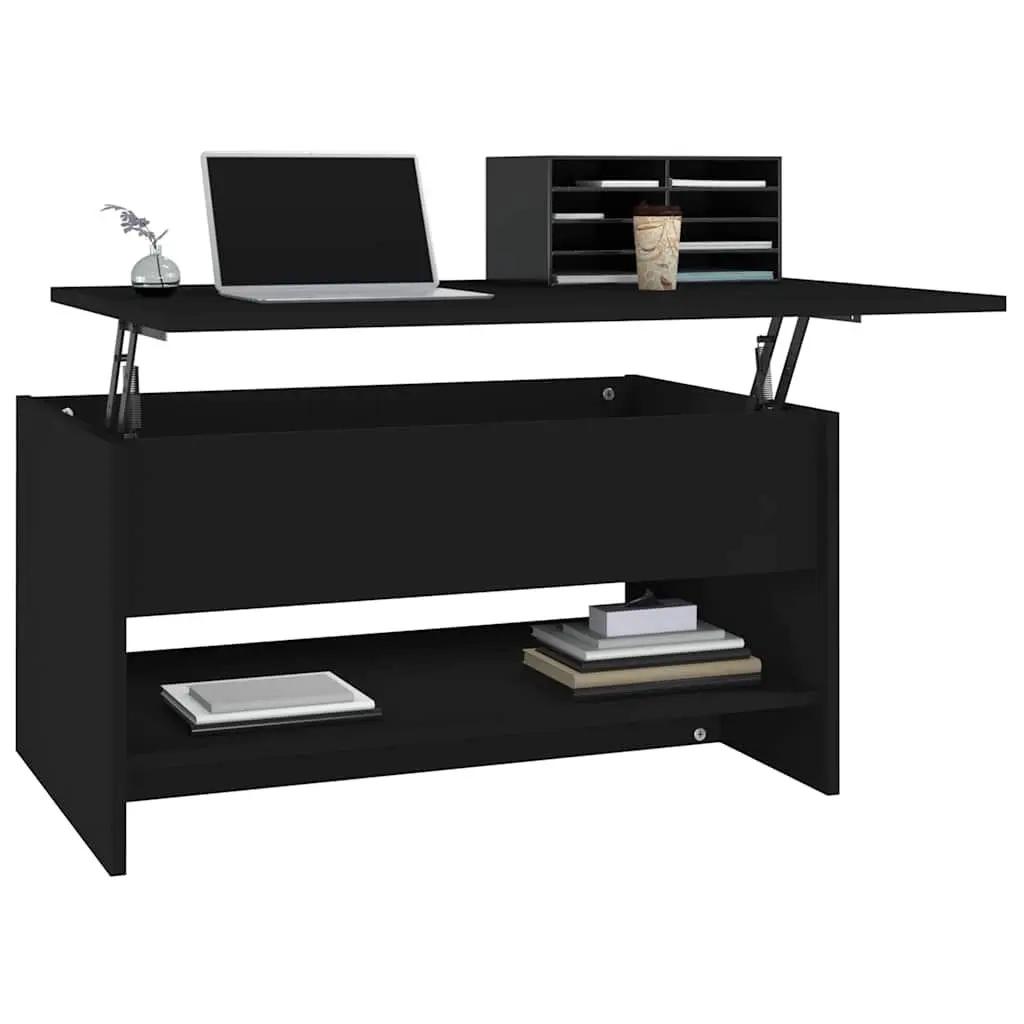 Coffee Table Black Adjustable Height Lift Top Storage Compartment Engineered Wood