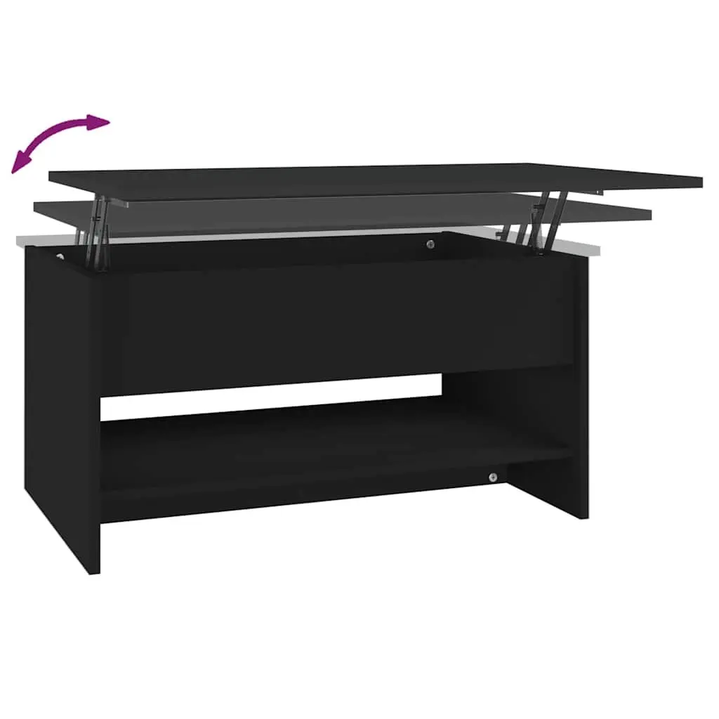 Coffee Table Black Adjustable Height Lift Top Storage Compartment Engineered Wood