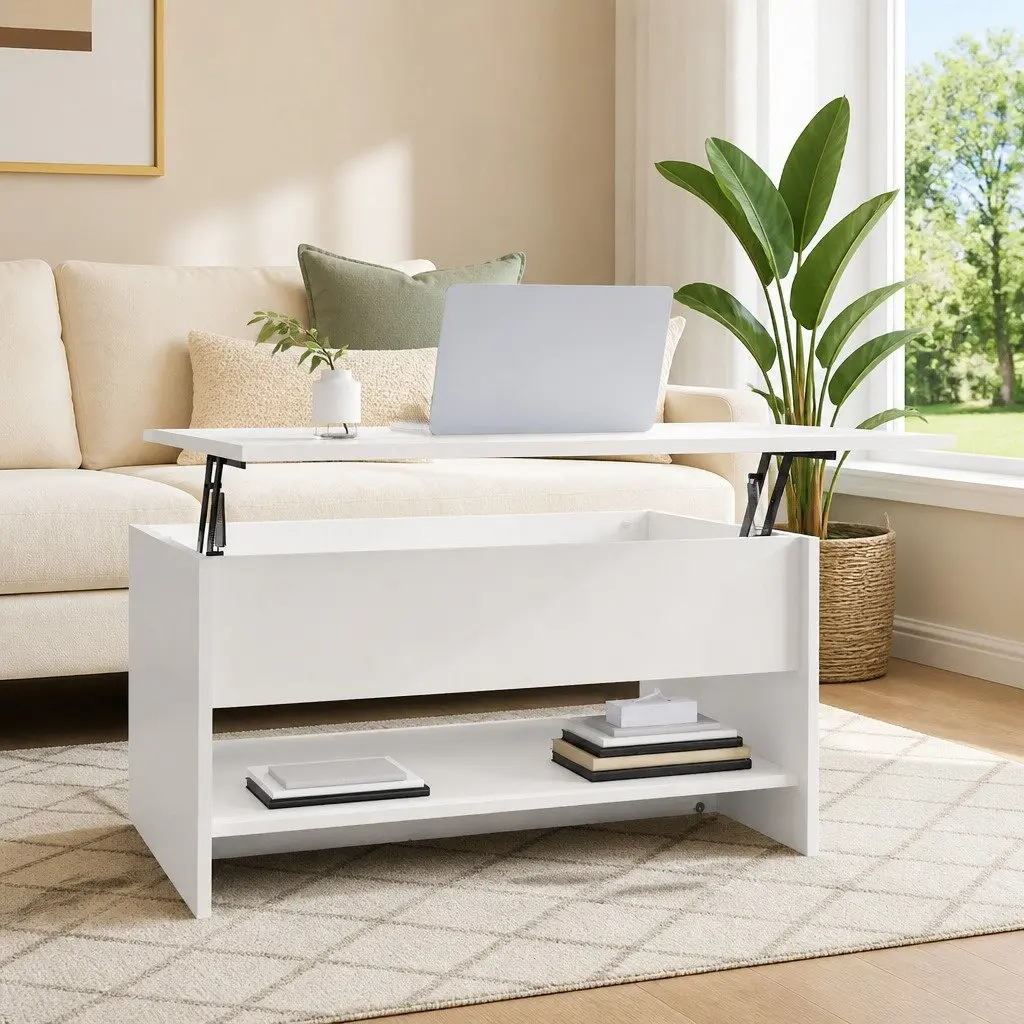 White High Gloss Coffee Table with Lift Top
