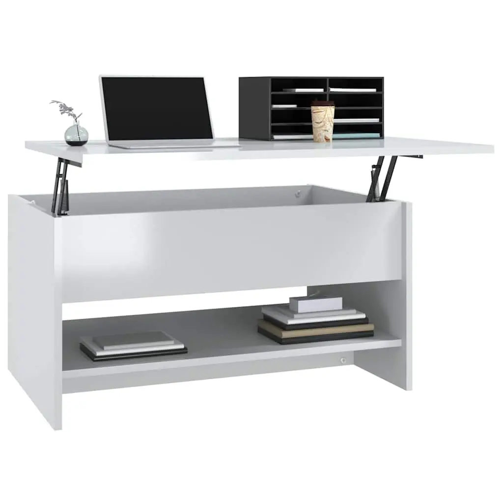 White High Gloss Coffee Table with Lift Top