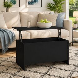 Black Lift-Top Coffee Table with Storage for Living Rooms