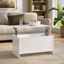 High Gloss White Lift Top Coffee Table with Storage