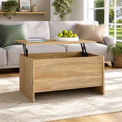 Lift-Top Coffee Table with Hidden Storage in Brown