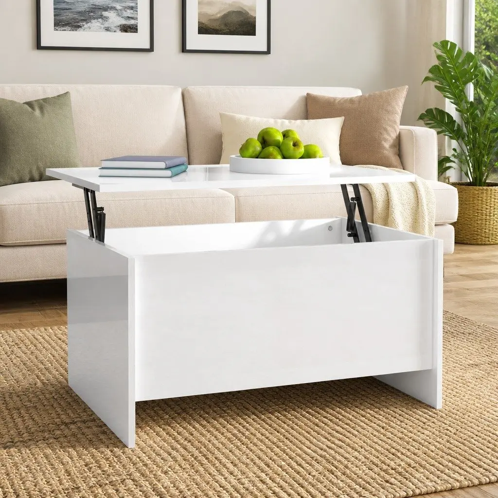 High Gloss White Coffee Table with Lift Top Storage