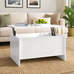 High Gloss White Coffee Table with Lift Top Storage