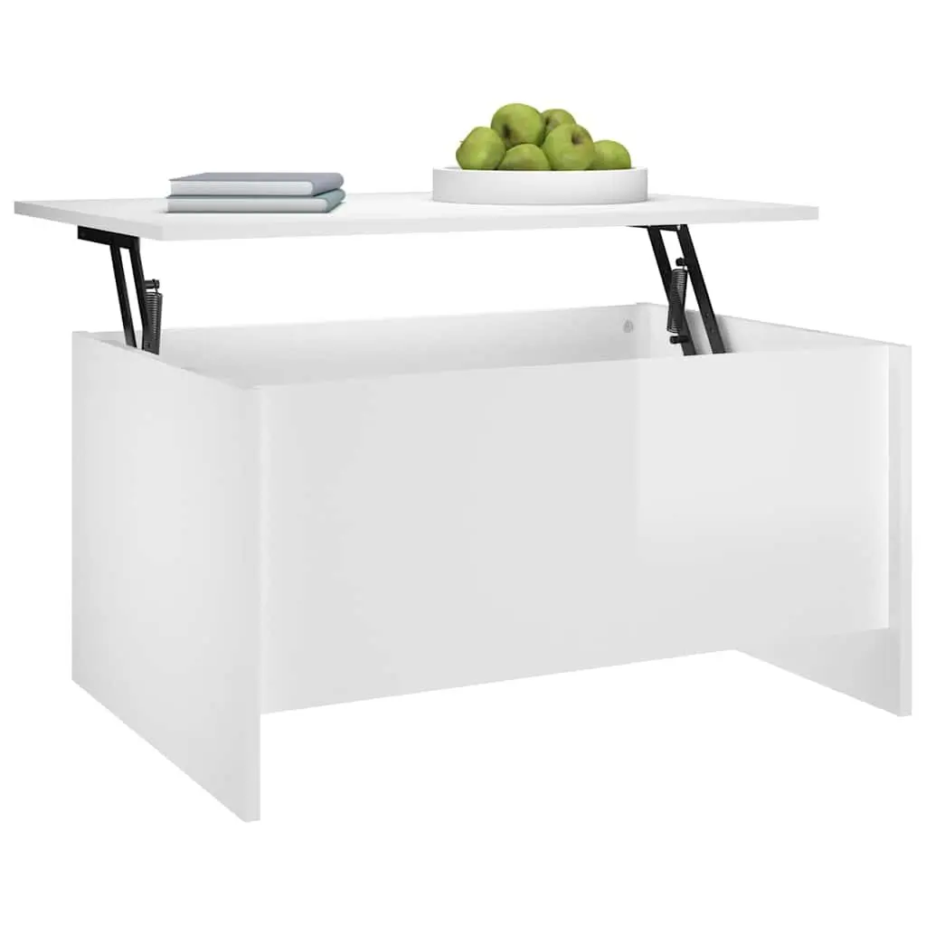 High Gloss White Coffee Table with Lift Top Storage