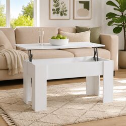 Modern White Lift Top Coffee Table for Cozy Living Rooms