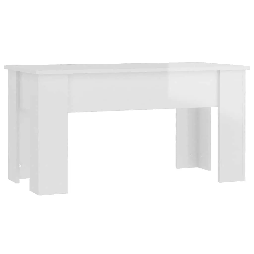 White High Gloss Coffee Table Lift Top Storage Engineered Wood Living Room