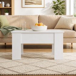 Modern Lift-Top Coffee Table with Storage in White