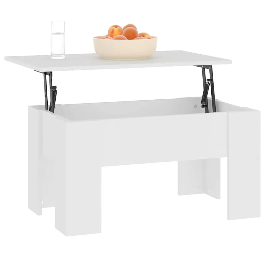 Coffee Table Lift-Top White Engineered Wood Modern 79L x 49W x 41H cm