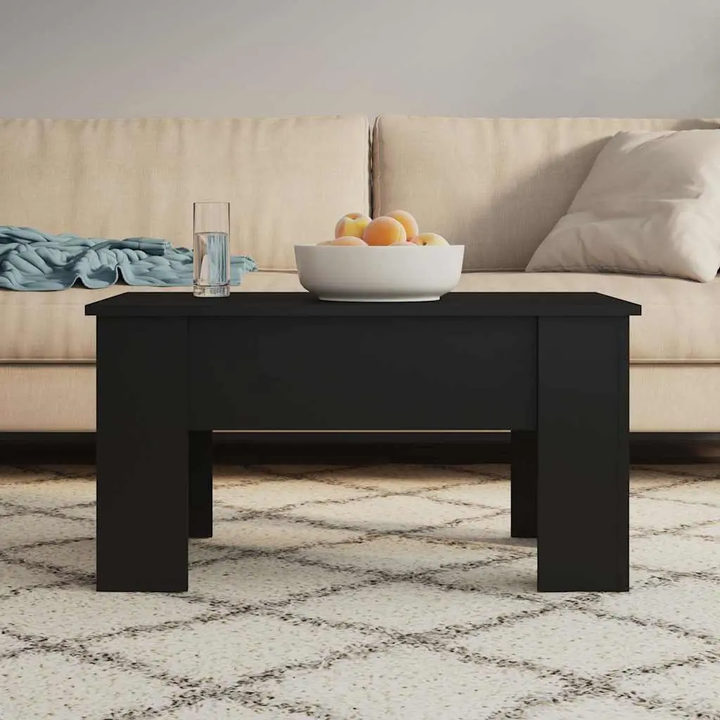 Coffee Table Lift Top Black Engineered Wood 79L x 49W x 41H cm