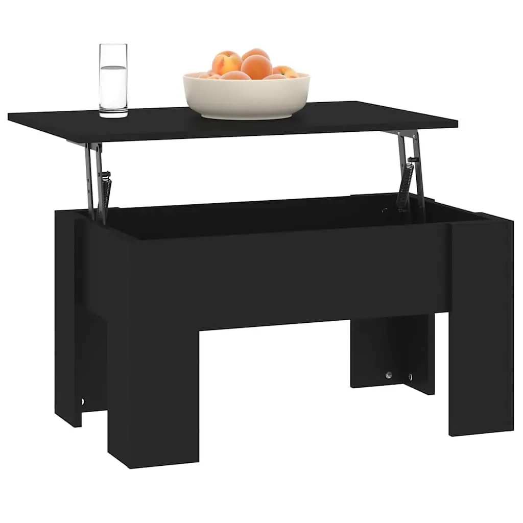 Coffee Table Lift Top Black Engineered Wood 79L x 49W x 41H cm
