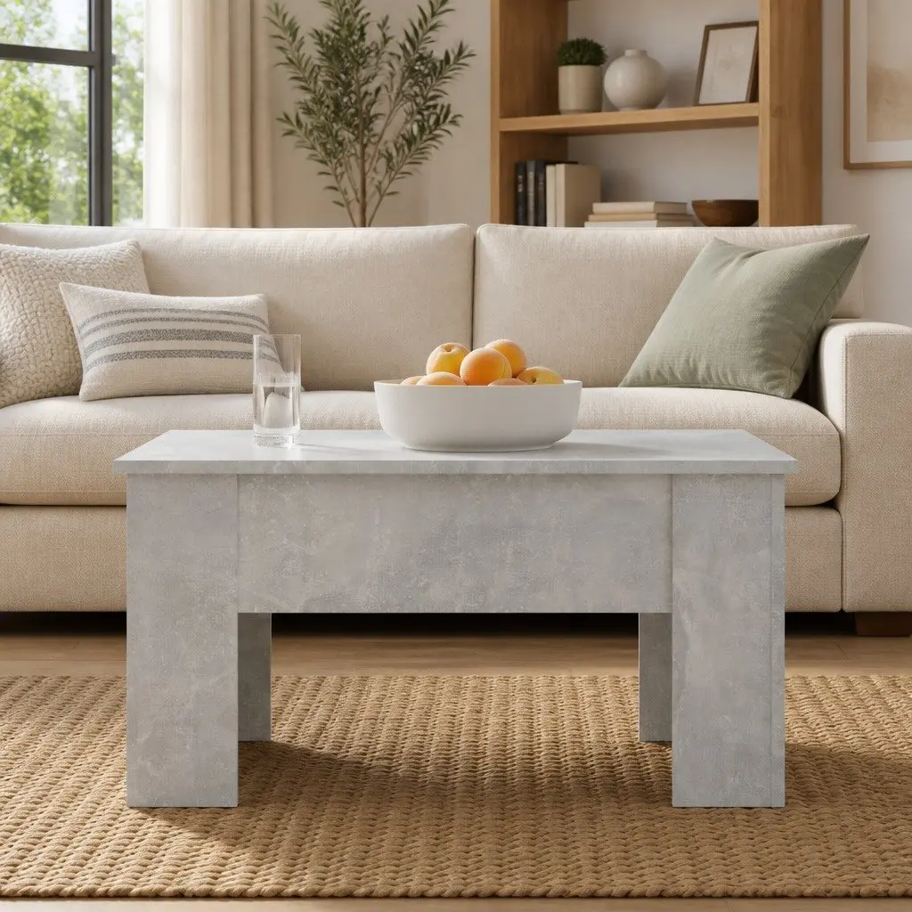 Coffee Table Lift Top Grey Engineered Wood Modern 79 x 49 x 41 cm