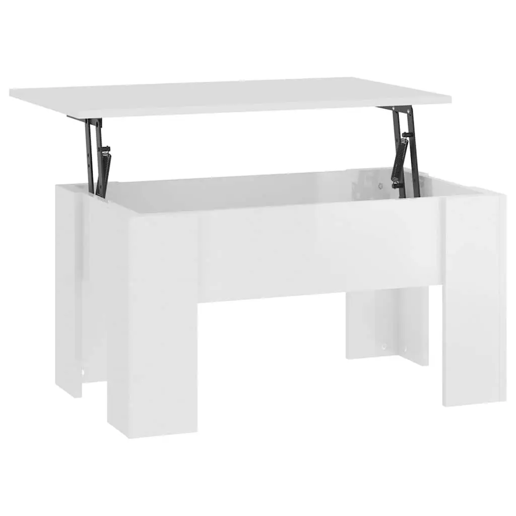 Coffee Table Lift Top High Gloss White Engineered Wood