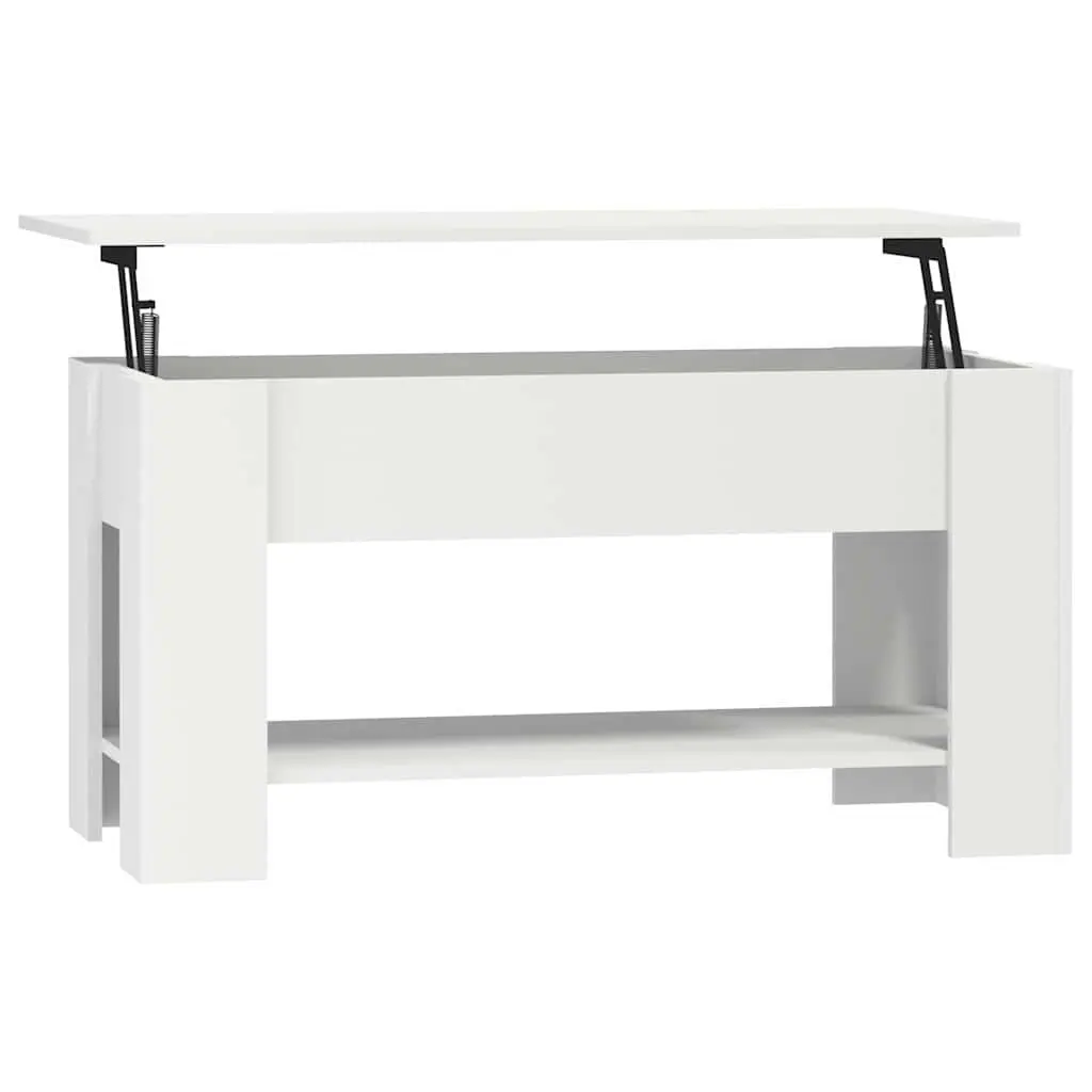 White Lift-Top Coffee Table with Hidden Storage