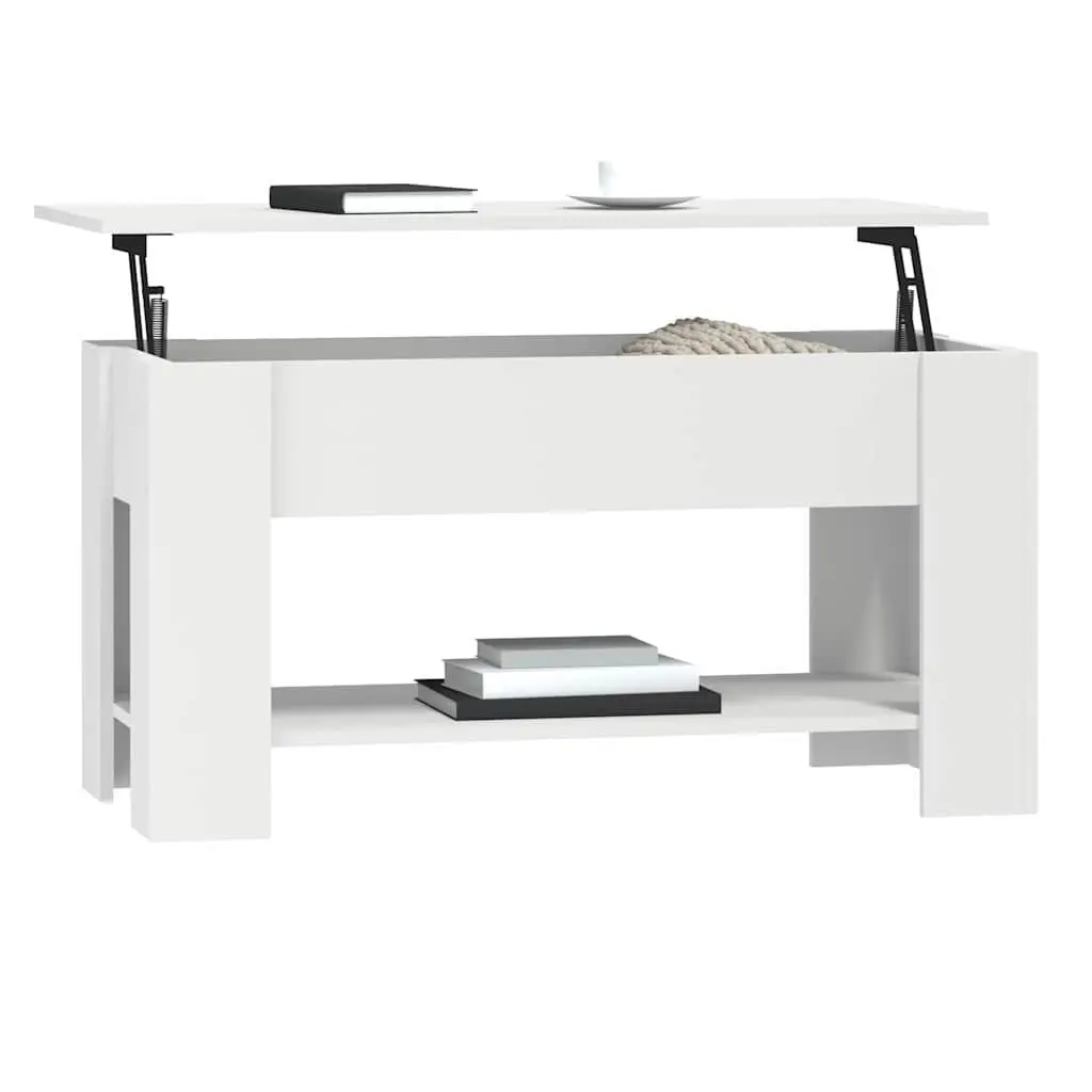 White Lift-Top Coffee Table with Hidden Storage