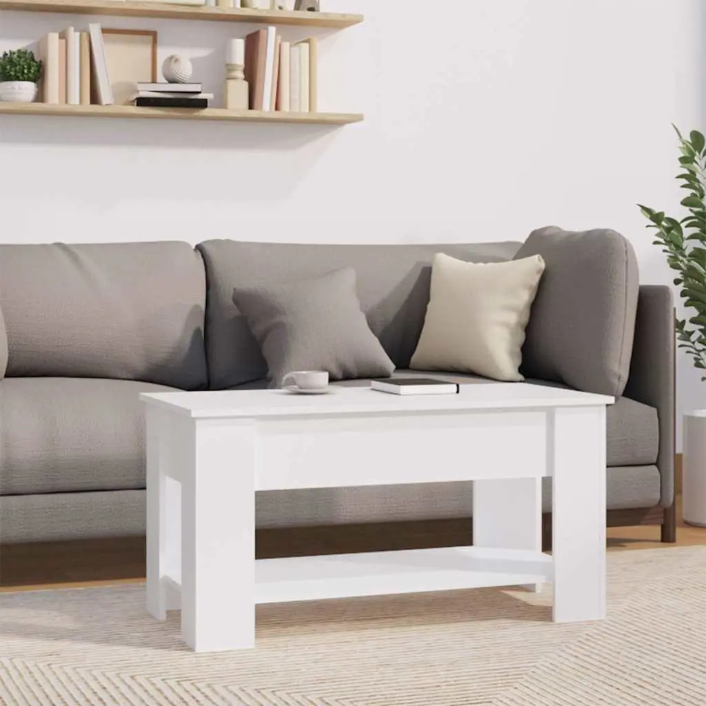 White Lift-Top Coffee Table with Hidden Storage