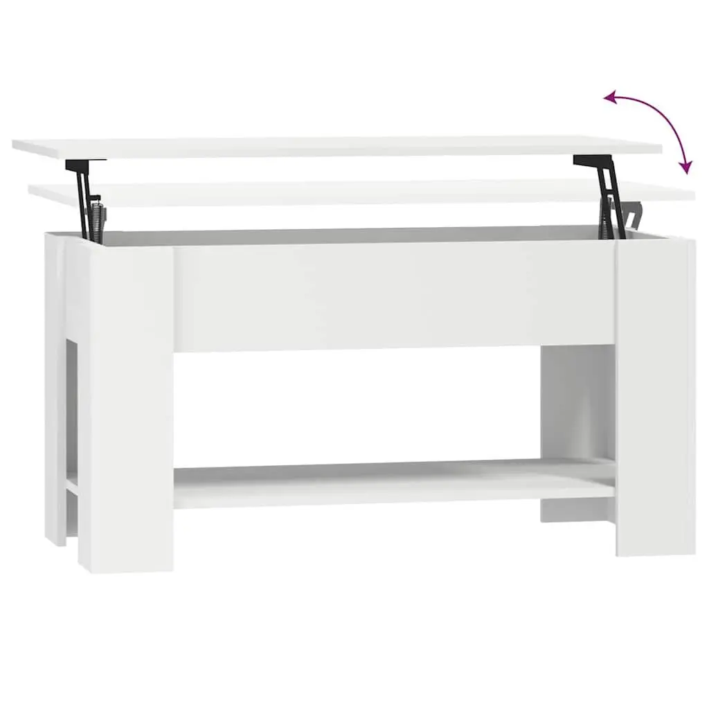 White Lift-Top Coffee Table with Hidden Storage
