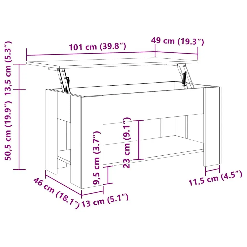 Lift-Top Coffee Table with Storage in Black
