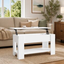 Lift-Top Coffee Table in White High Gloss for Living Rooms