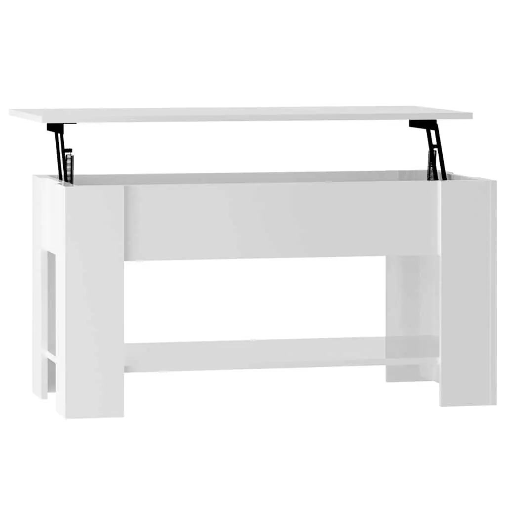 Lift-Top Coffee Table in White High Gloss for Living Rooms
