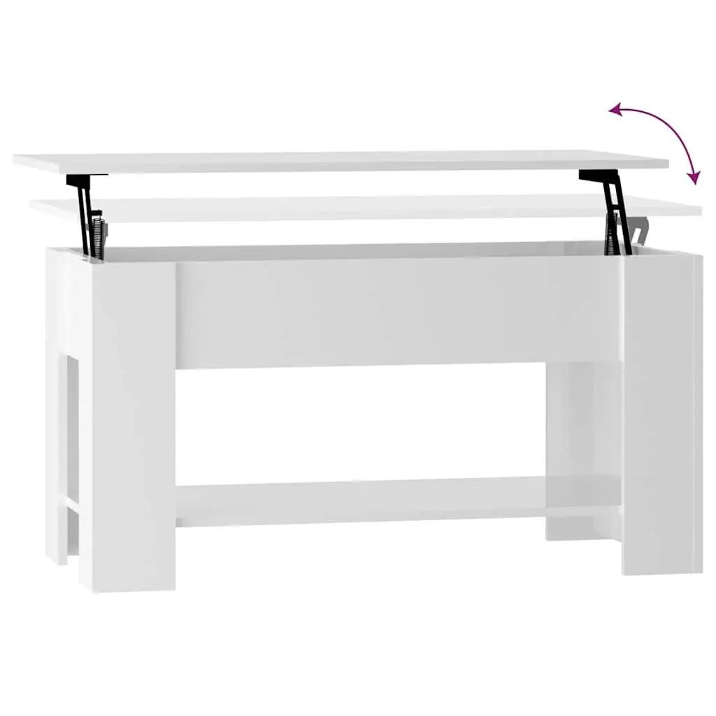 Lift-Top Coffee Table in White High Gloss for Living Rooms