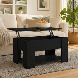 Lift-Top Black Coffee Table for Modern Living
