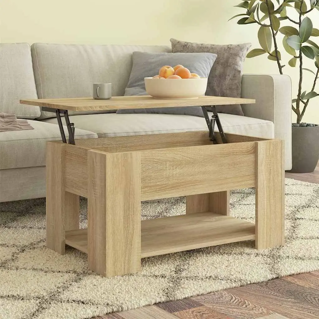 Brown Lift Top Coffee Table with Storage Space