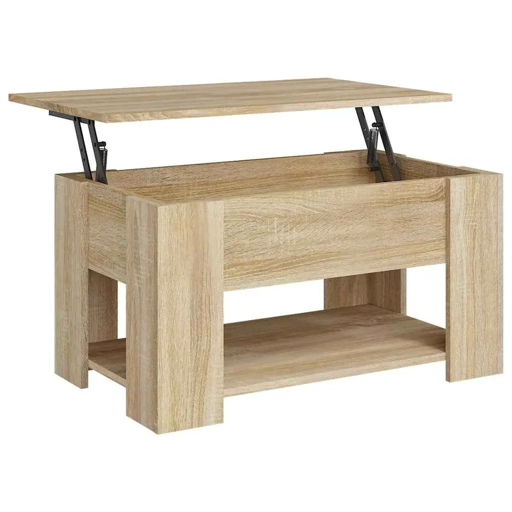 Brown Lift Top Coffee Table with Storage Space