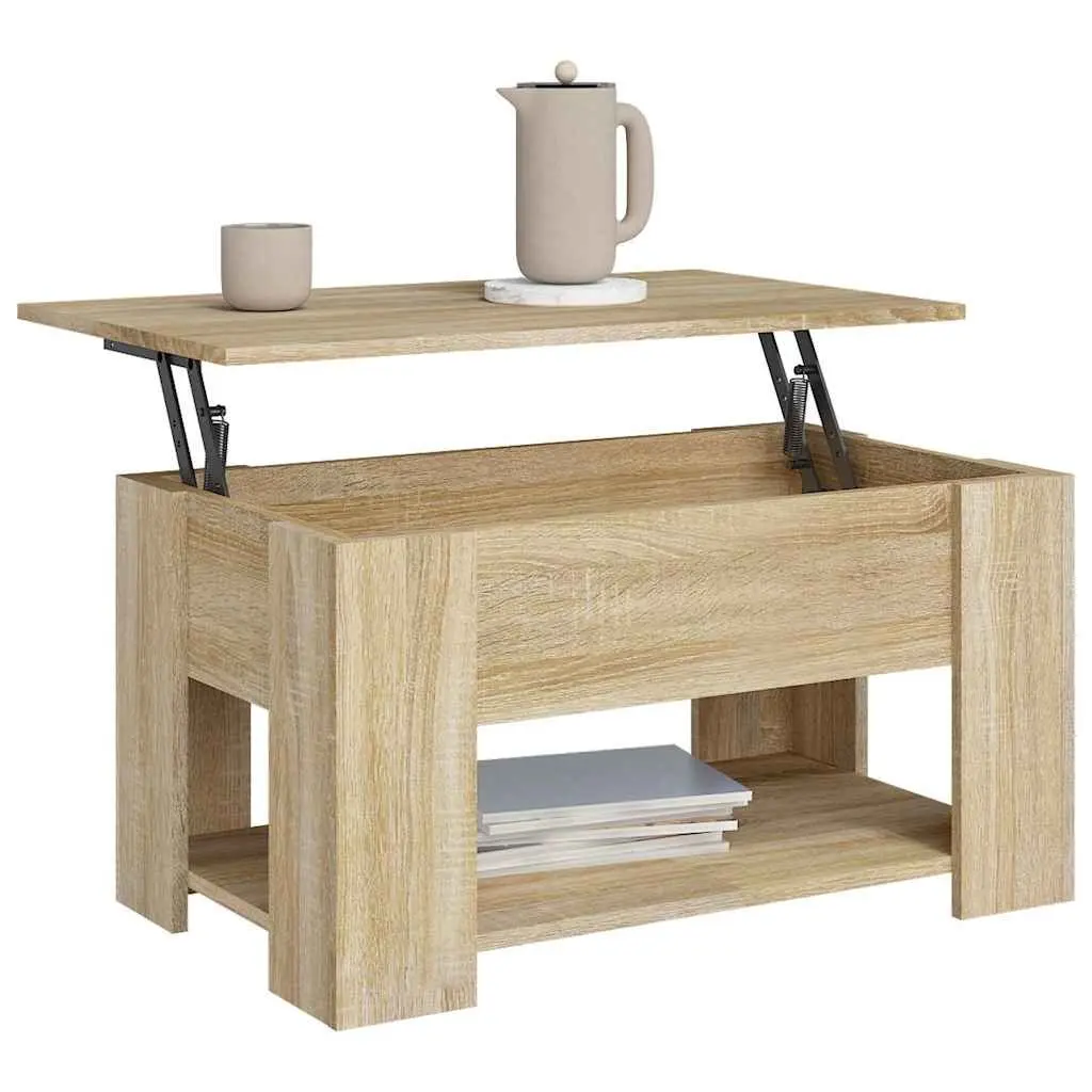 Brown Lift Top Coffee Table with Storage Space