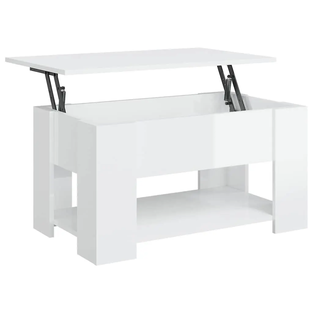 White Lift Top Coffee Table with Storage for Living Rooms