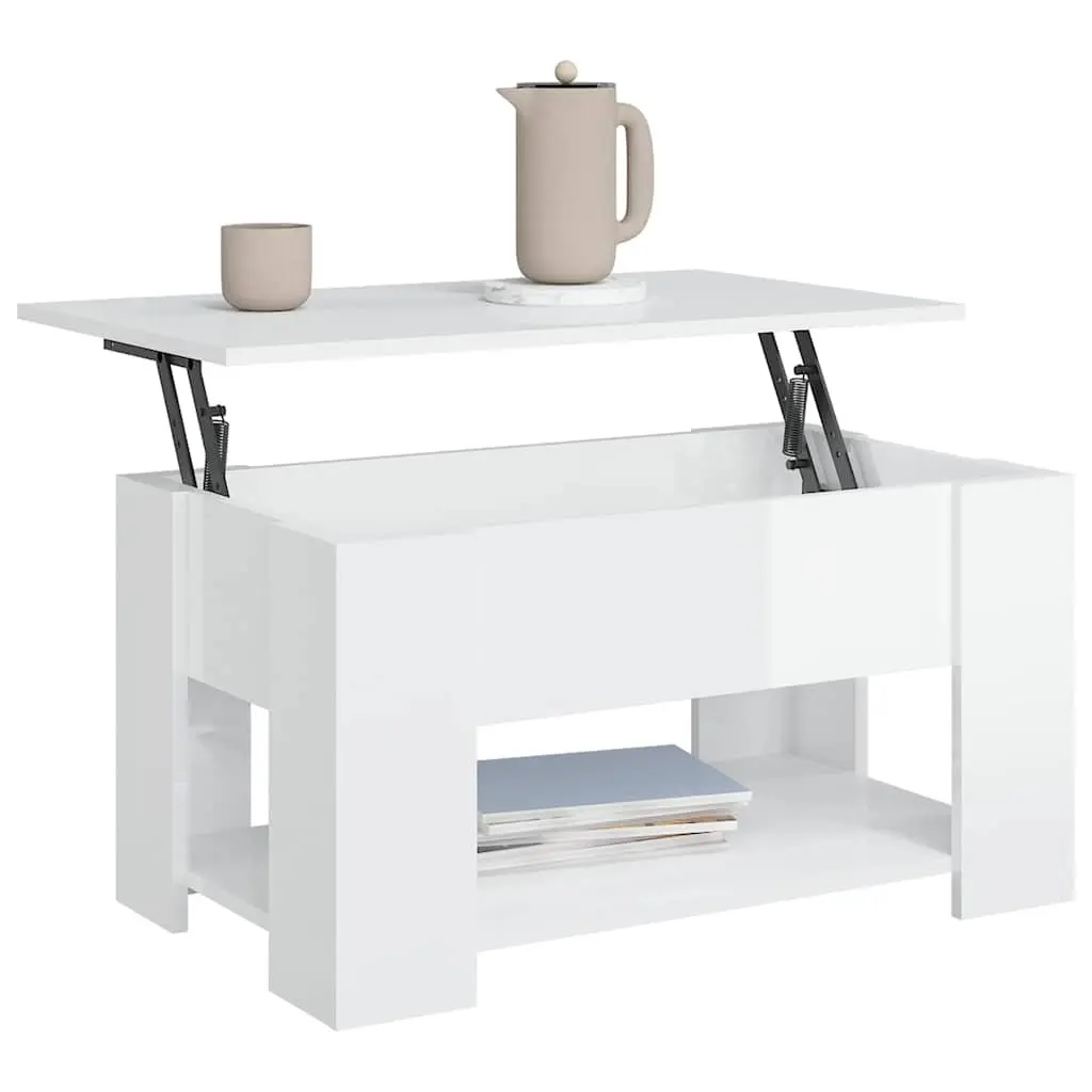 White Lift Top Coffee Table with Storage for Living Rooms