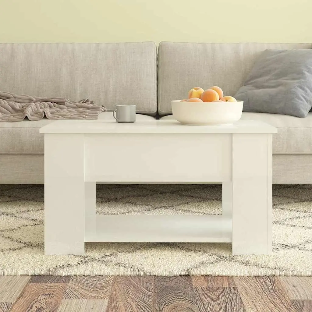 White Lift Top Coffee Table with Storage for Living Rooms