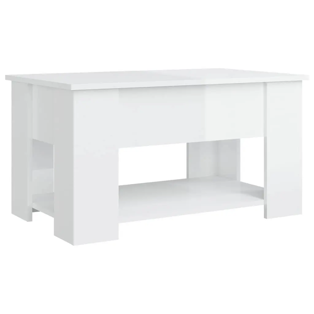White Lift Top Coffee Table with Storage for Living Rooms