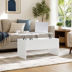 Stylish White Engineered Wood Coffee Table with Storage