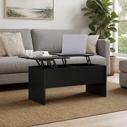Black Lift Top Coffee Table with Storage for Living Rooms