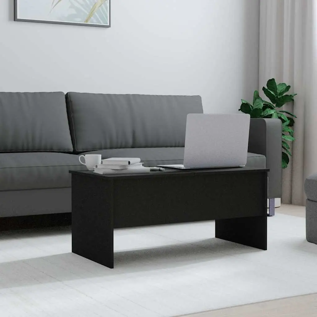 Coffee Table Black Lift Top Storage Compartment Modern Engineered Wood