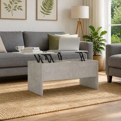 Grey Coffee Table with Lift-Top Storage Compartments