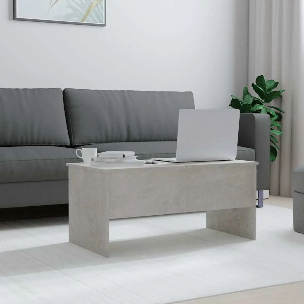 Grey Coffee Table with Lift-Top Storage Compartments